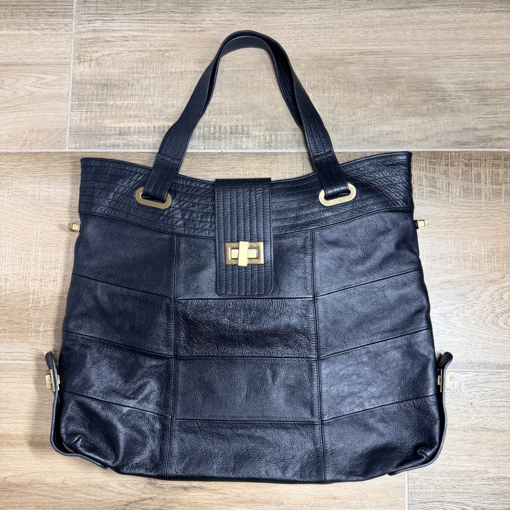 A.P.C. Black Pebbled Leather Structured Tote Shoulder Bag Gold Hardware - Picture 6 of 16